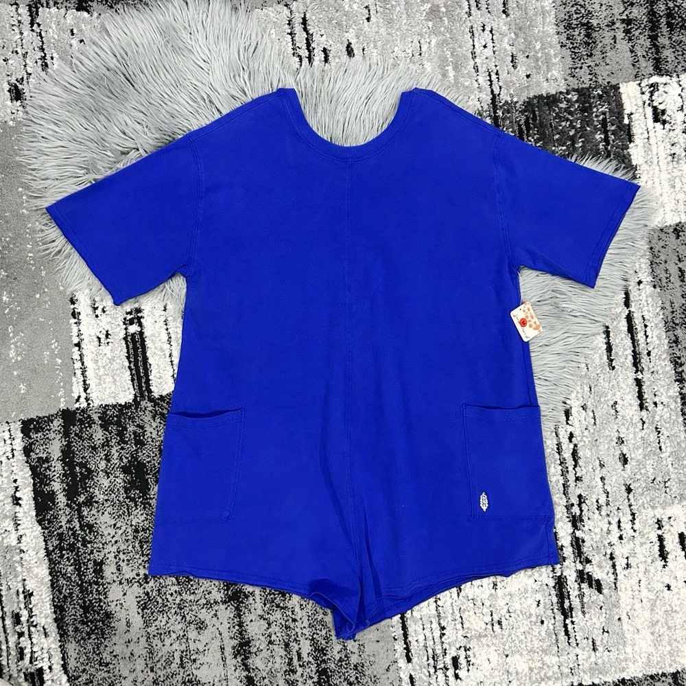 Free People Movement Women's Medium Hot Shot Tee Romper Electric Shock NWT $60 - Picture 4 of 5